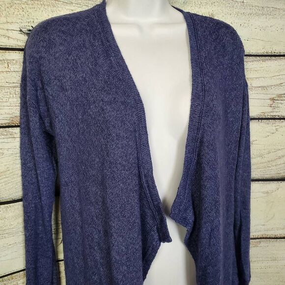 American Eagle S Navy Blue Lightweight Drape Cardigan Open Front Ribbed Knit USA - Picture 2 of 6